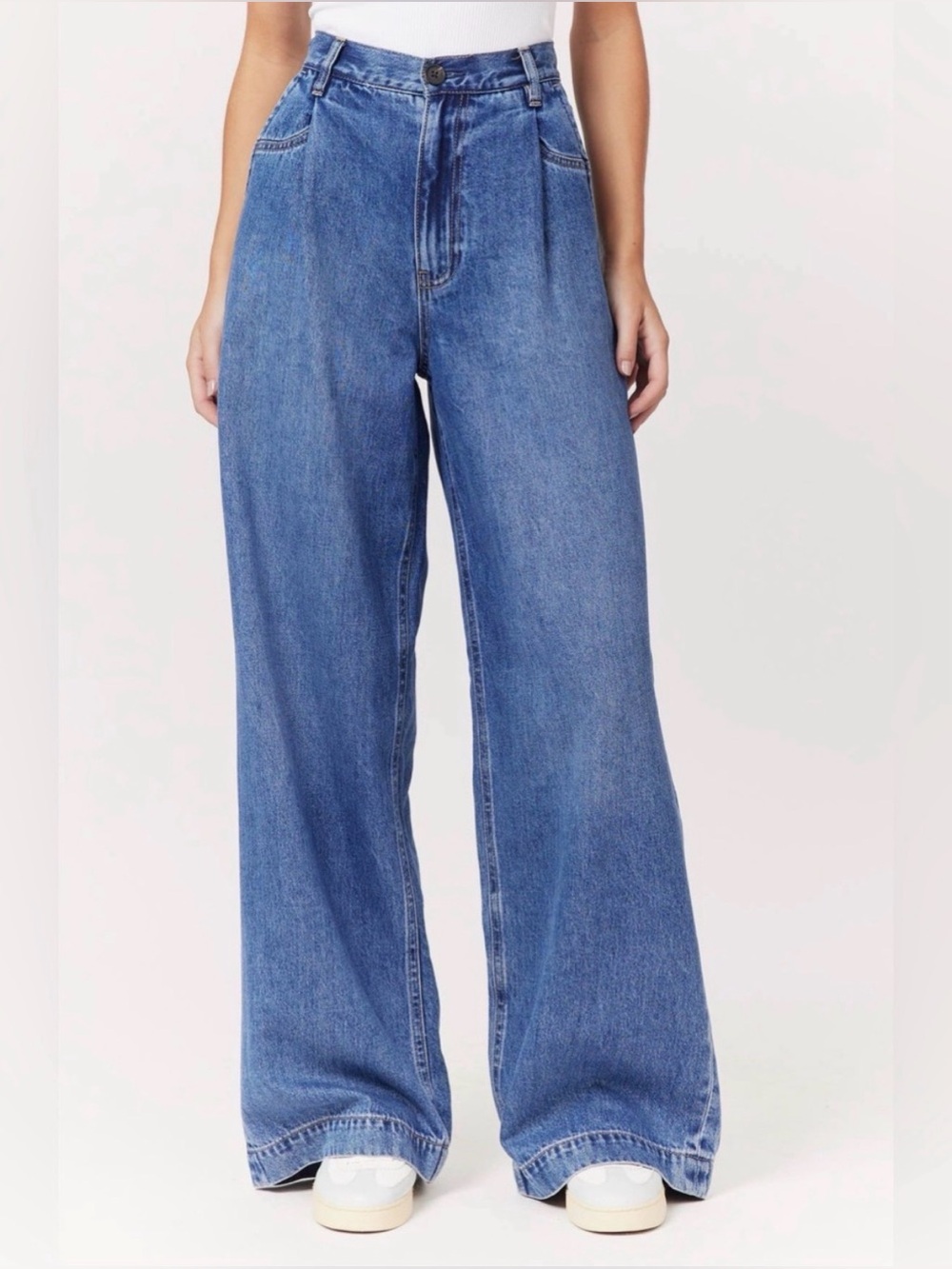 Scotch & Soda Pleated High Waist Wide Leg Trouser Jeans